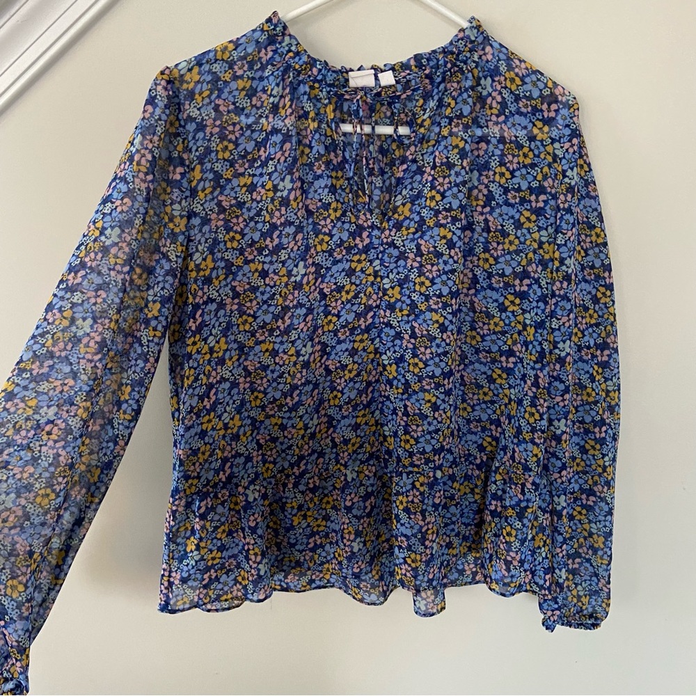 Gap floral flounce blouse